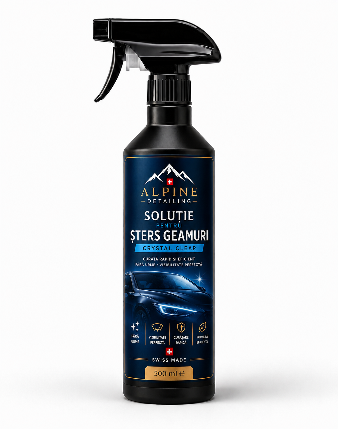 Alpine Crystal Clear – Soluție Premium pentru Șters Geamuri (500ml)